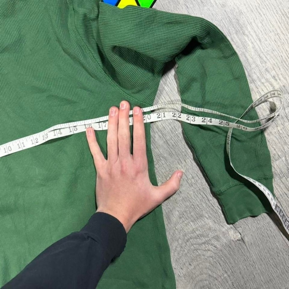 Vintage 90s 2000s blue tag gap long sleeve green thermal shirt - Picture 3 of 4